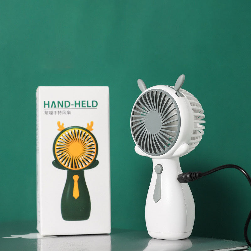 KingStyle Cute Antler Handheld Mini Fan — Rechargeable Portable Cooling Fan
