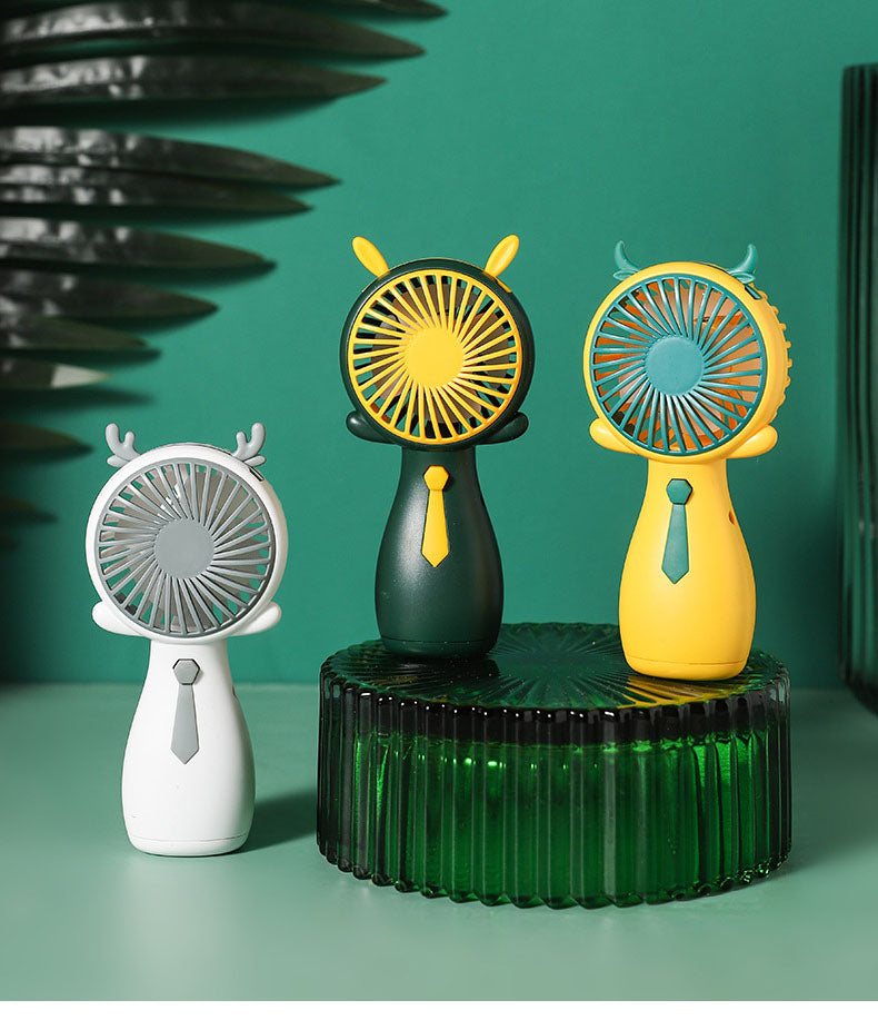 KingStyle Cute Antler Handheld Mini Fan — Rechargeable Portable Cooling Fan