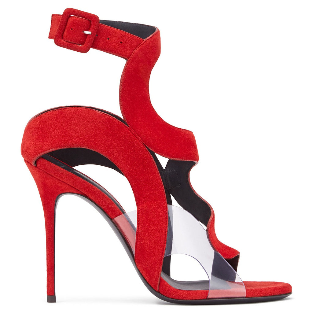 Open Toe Suede Buckle High Heel Sandals