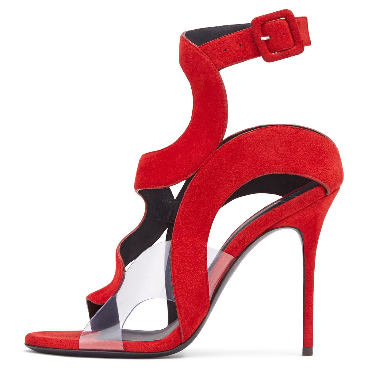 Open Toe Suede Buckle High Heel Sandals