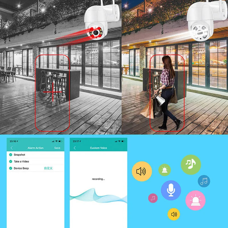 8MP 4K Wireless Outdoor PTZ Security Camera