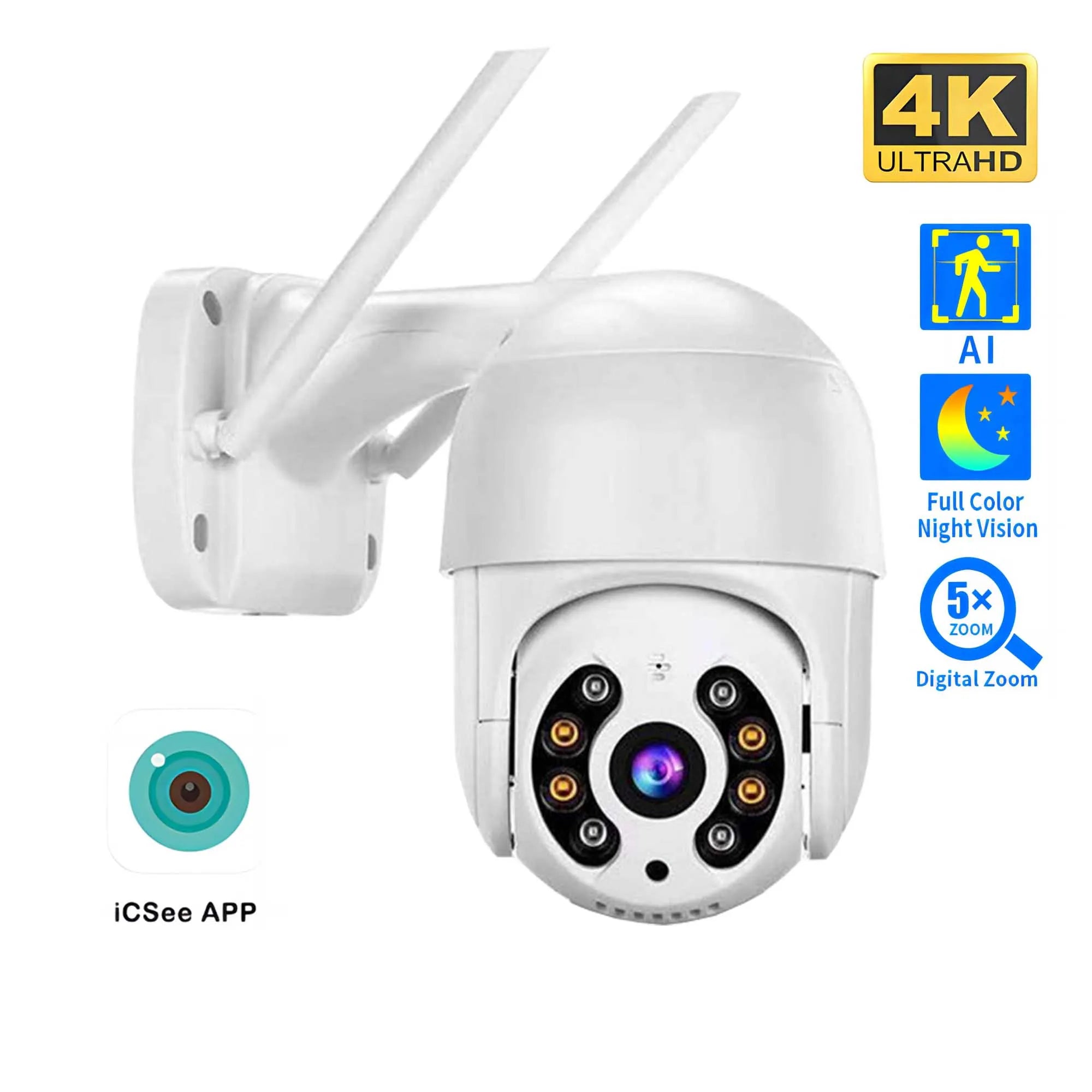 8MP 4K Wireless Outdoor PTZ Security Camera