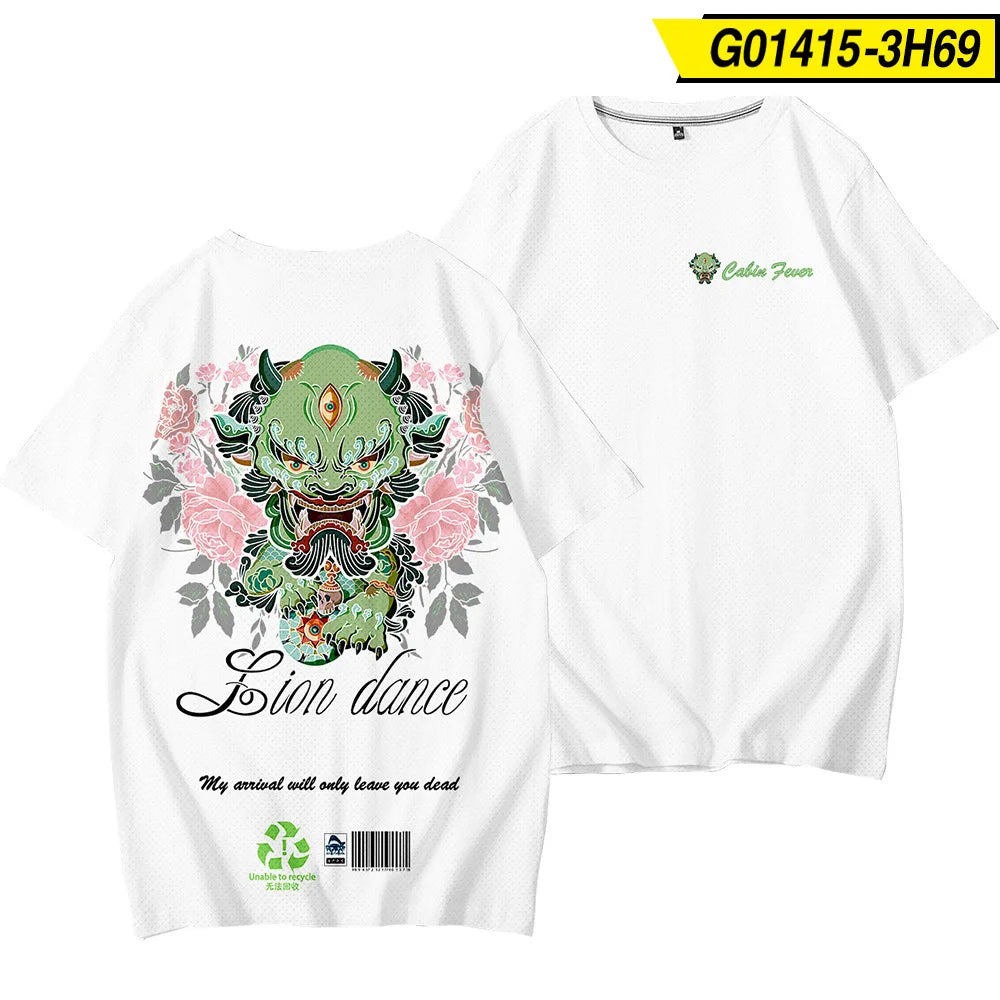 2020 Streetwear Hip Hop Casual Cartoon Printed T-Shirts  Japan Style Ukiyo Mens Short Sleeve T-shirts