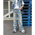 2024 Ropa Y2K Streetwear Flowers Print Ripped Baggy Jeans Pants Men Design Clothes Straight Grunge Denim Trousers Pantalon Homme