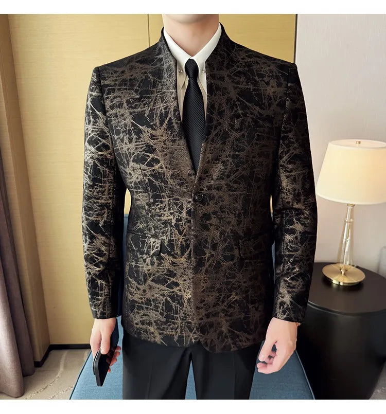 KingStyle Men's Jacquard Slim Fit Suit Blazer