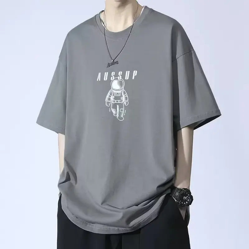 Men's T Shirt Summer Casual Short Sleeve T-Shirts Streetwear Oversized Loose Crew Neck Half Sleeve Tops Trendy Basic Tee