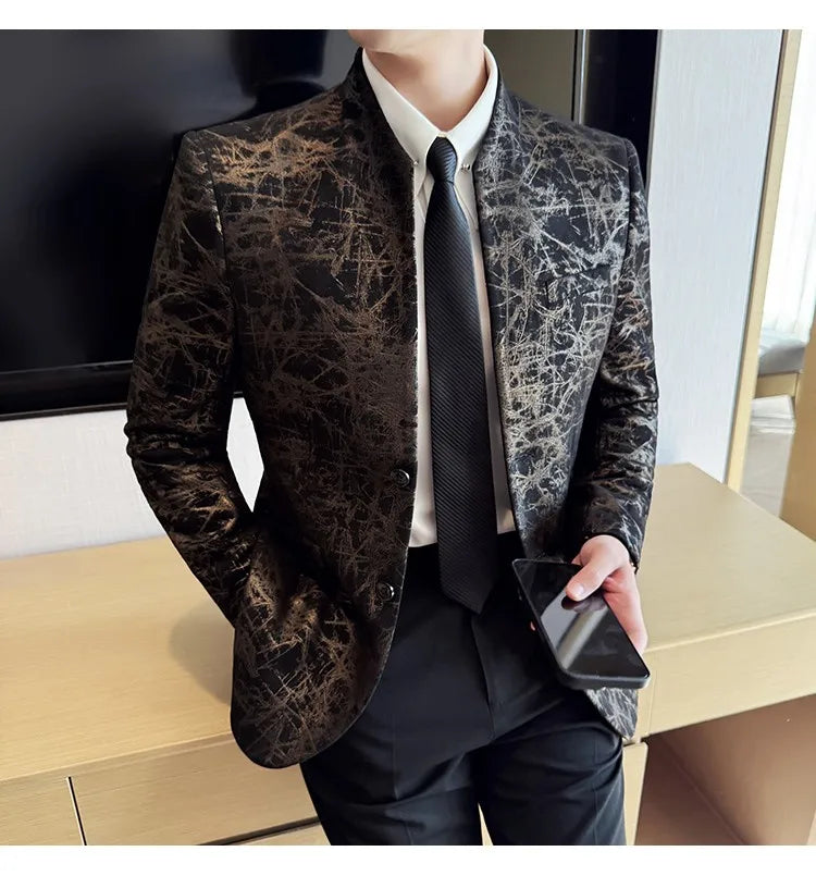KingStyle Men's Jacquard Slim Fit Suit Blazer