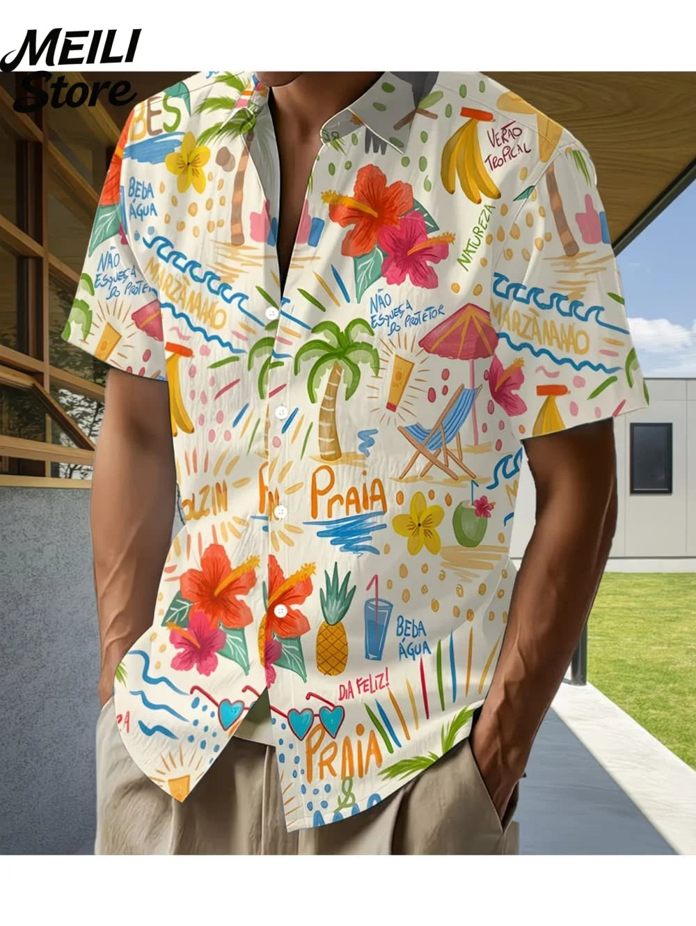Holiday Hawaiian Men's Shirt Summer Fashion Casual Man Short Sleeve Shirt Cool Tropical Print Beach Wear Breathable Party Tops