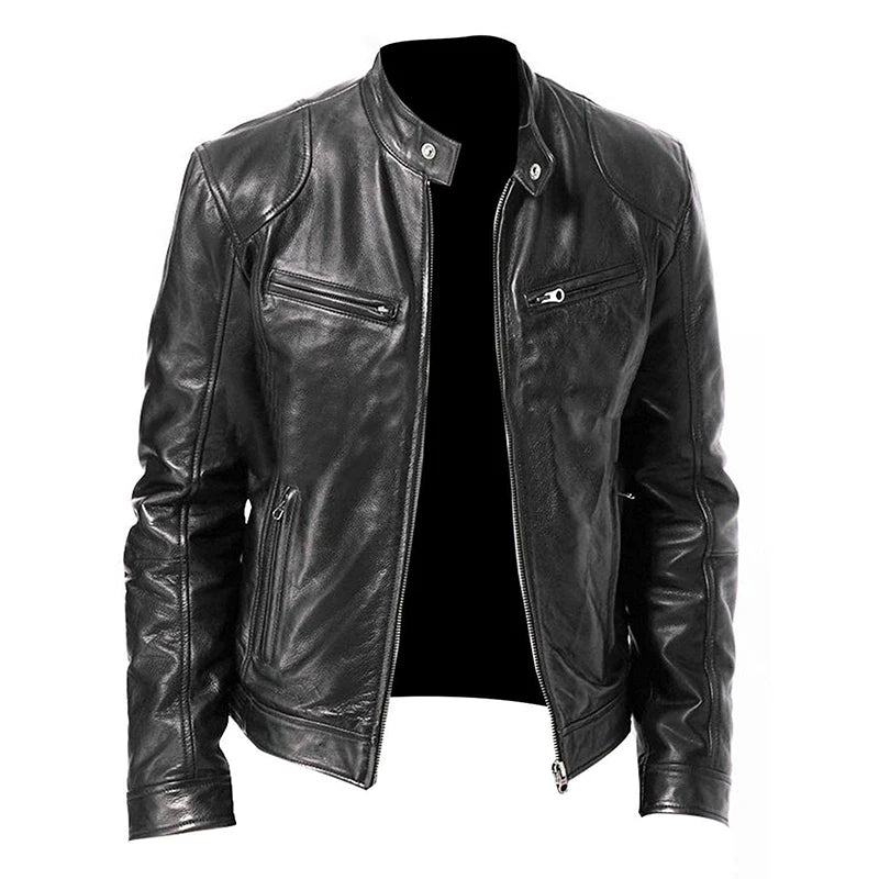 KingStyle Men's Motorcycle PU Leather Jacket