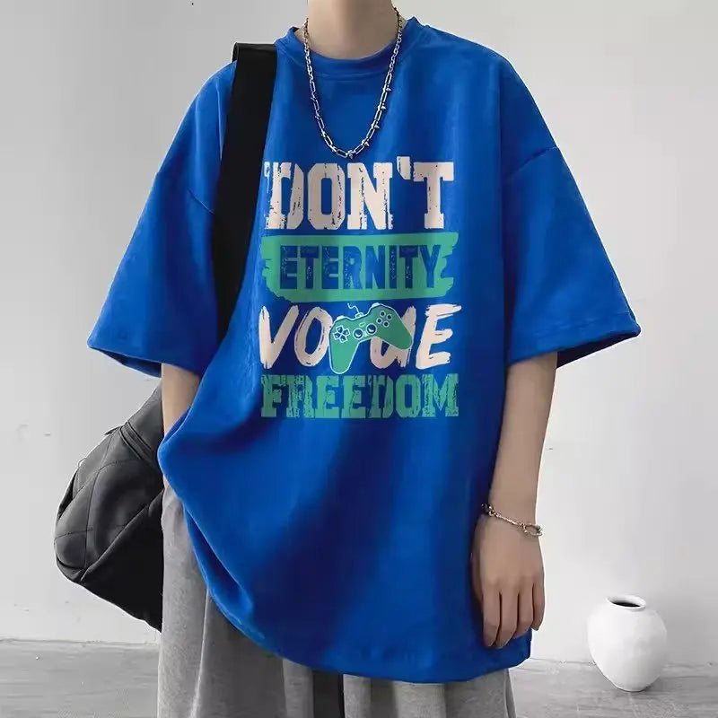 Men's T Shirt Summer Casual Short Sleeve T-Shirts Streetwear Oversized Loose Crew Neck Half Sleeve Tops Trendy Basic Tee