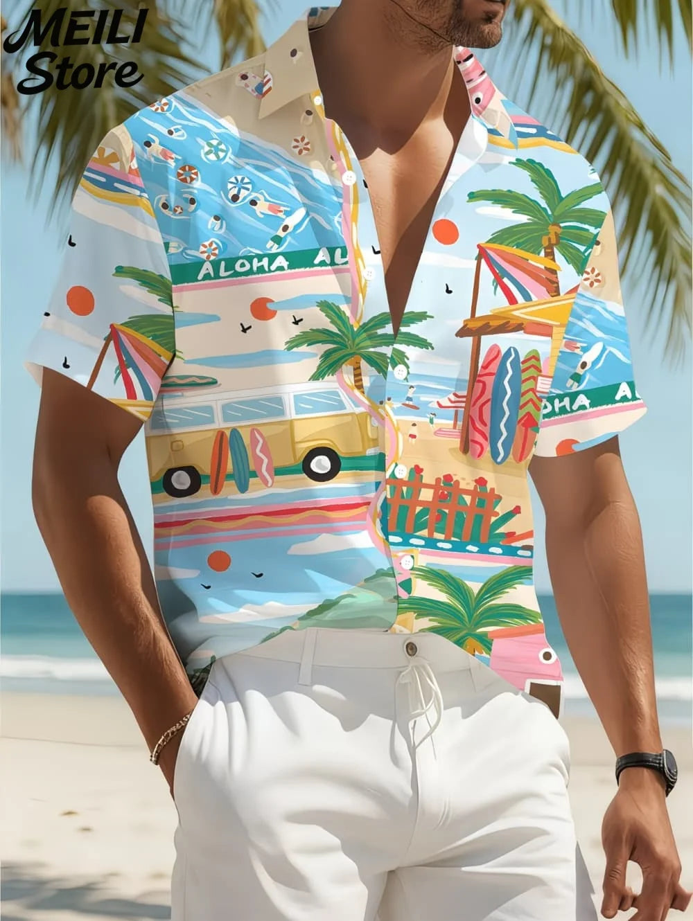 Holiday Hawaiian Men's Shirt Summer Fashion Casual Man Short Sleeve Shirt Cool Tropical Print Beach Wear Breathable Party Tops