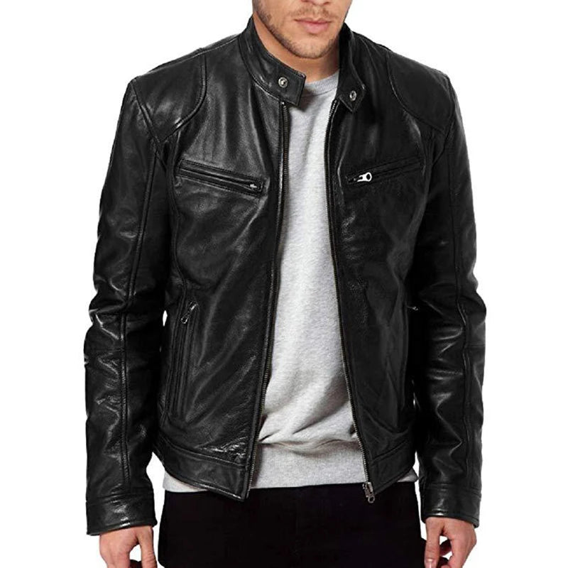 KingStyle Men's Motorcycle PU Leather Jacket