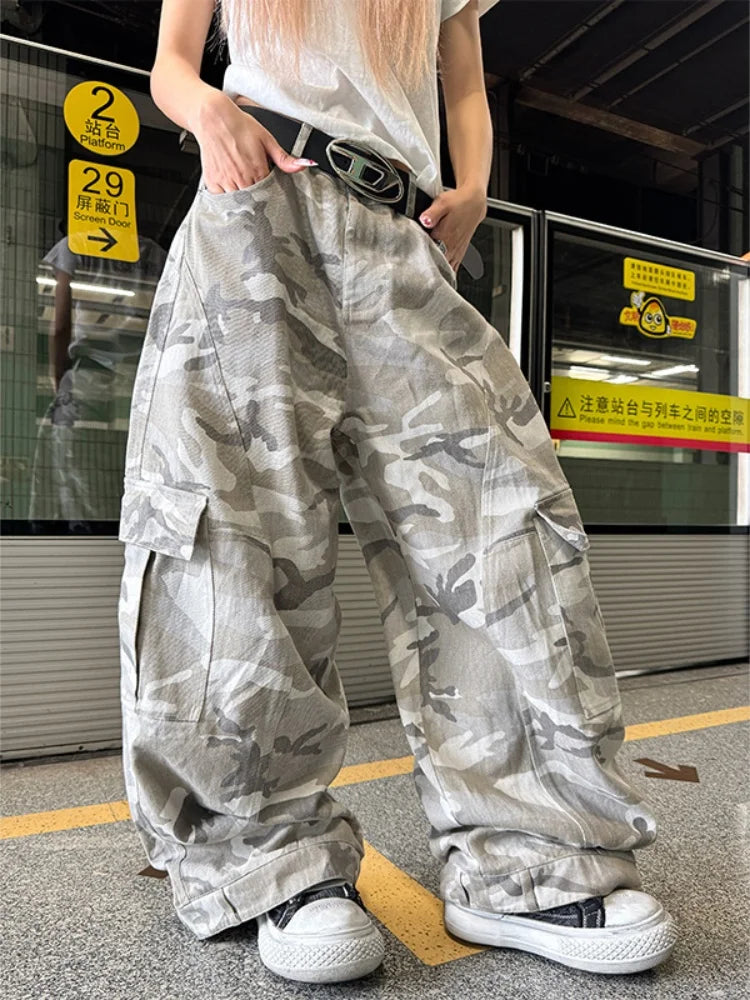 Y2K Men Pants Harajuku Vintage Camouflage Pattern Baggy Casual Sweatpants Hip Hop Gothic Men Women Wide Leg Trousers Streetwear