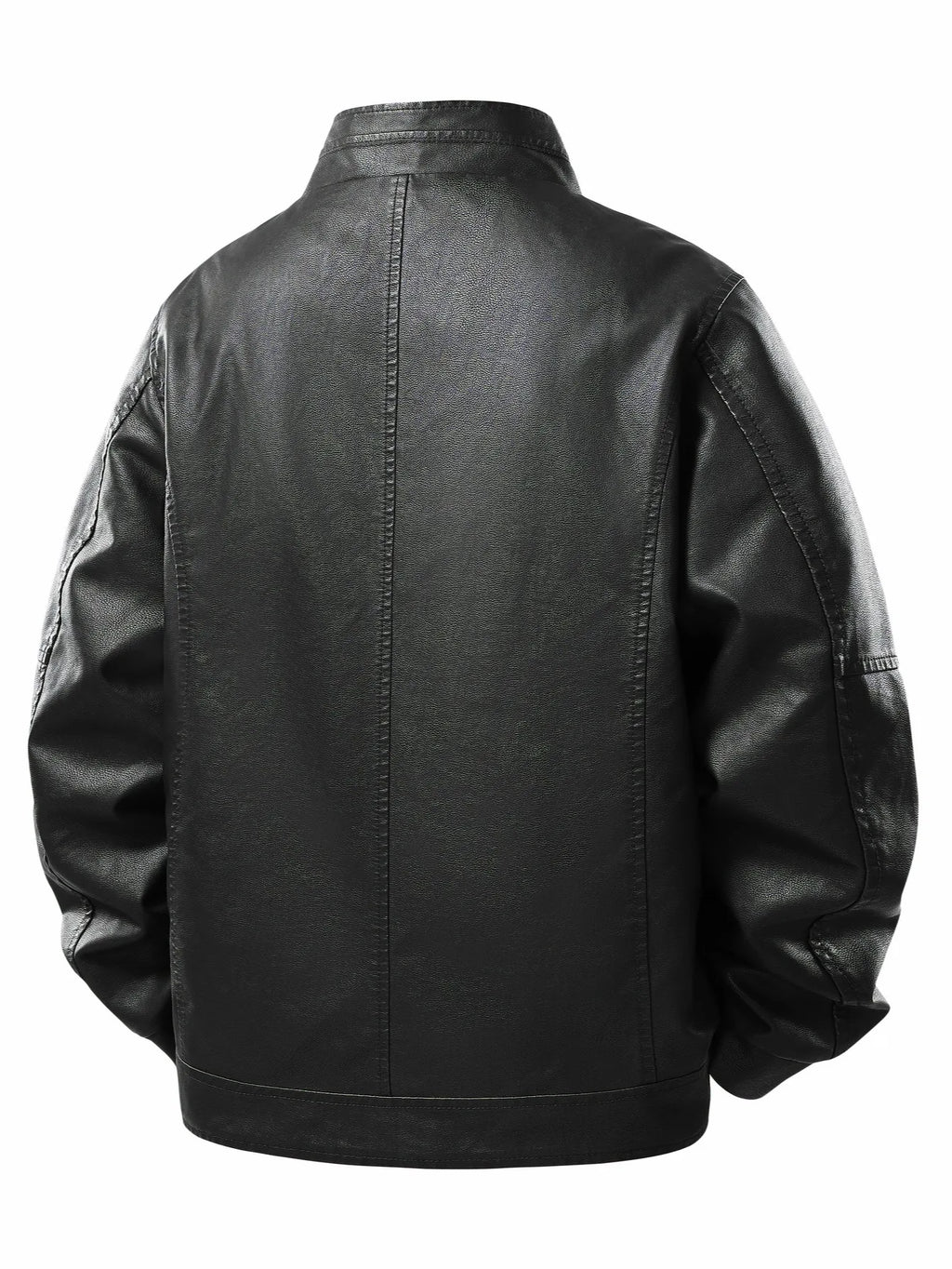 KingStyle Men's Stand-Up Collar Leather Jacket