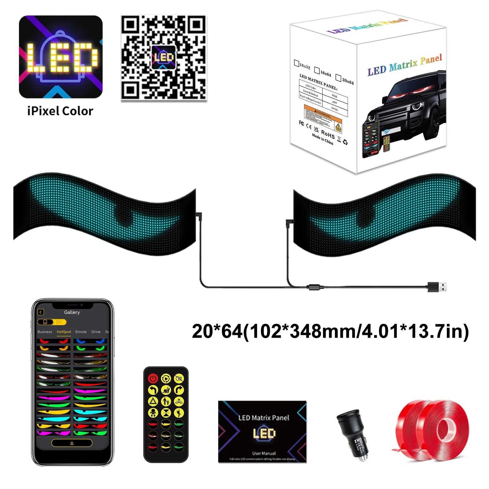 Dynamic Devil Eyes Programmable LED Car Display