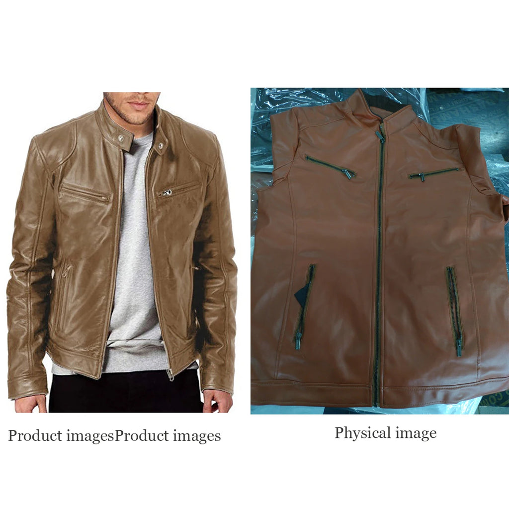 KingStyle Men's Motorcycle PU Leather Jacket