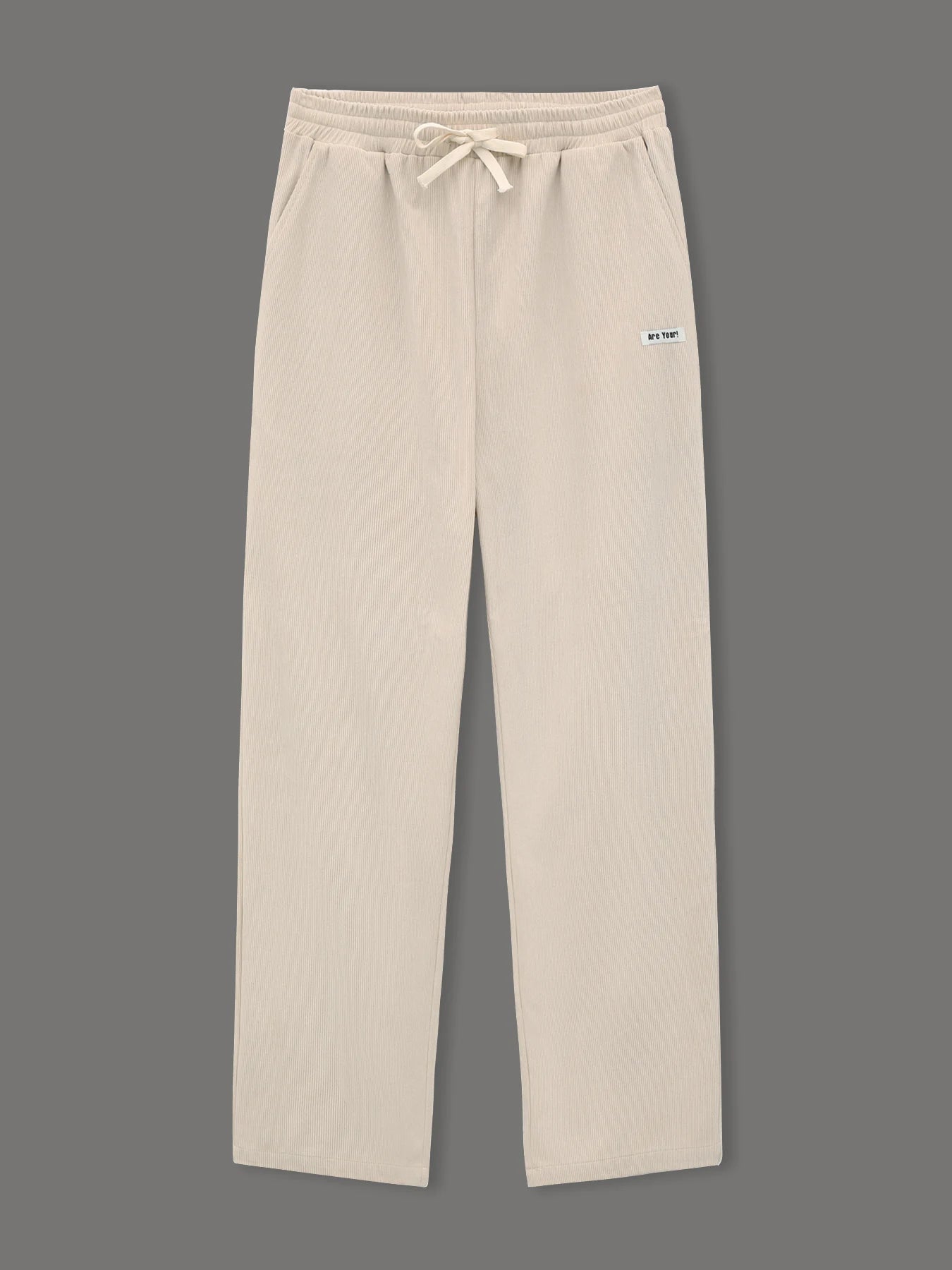 Men's Corduroy Drawstring Straight Leg Casual Pants Spring Autumn Loose Elastic Waist Trousers