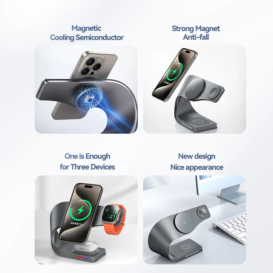 4-in-1 Magnetic Wireless Charging Stand for iPhone
