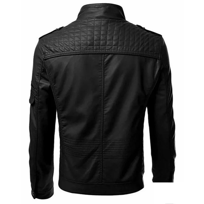 KingStyle Men's Punk Motorcycle Leather Jacket