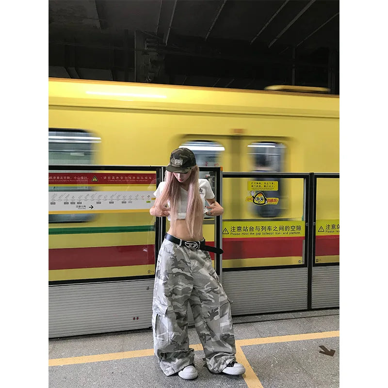 Y2K Men Pants Harajuku Vintage Camouflage Pattern Baggy Casual Sweatpants Hip Hop Gothic Men Women Wide Leg Trousers Streetwear