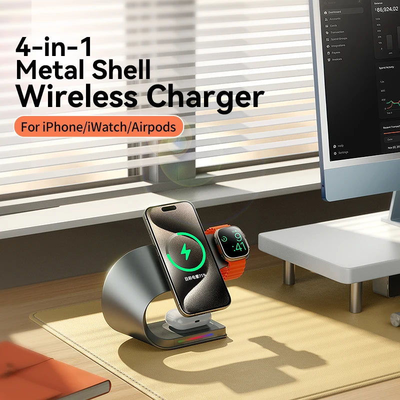 4-in-1 Magnetic Wireless Charging Stand for iPhone