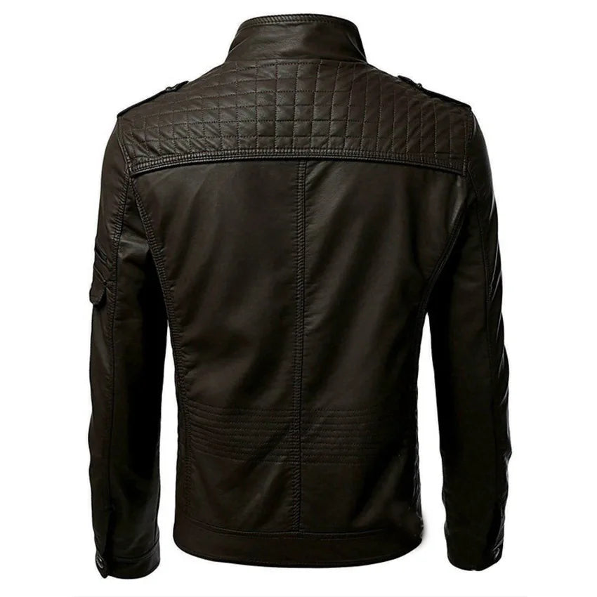 KingStyle Men's Punk Motorcycle Leather Jacket