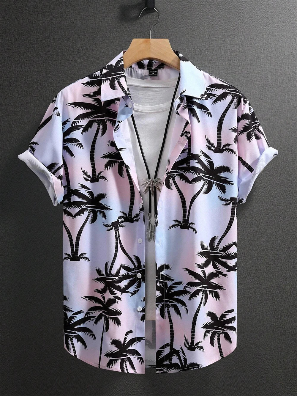 Men Street Fashion Summer Daily Shirt Hawaiian Cartoon Print Casual Loose Shirts Short Sleeve Beach Loose Tops