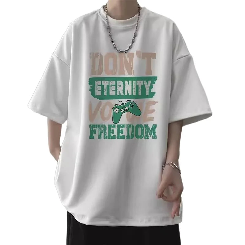 Men's T Shirt Summer Casual Short Sleeve T-Shirts Streetwear Oversized Loose Crew Neck Half Sleeve Tops Trendy Basic Tee