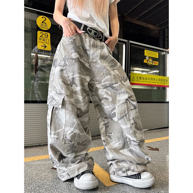 Y2K Men Pants Harajuku Vintage Camouflage Pattern Baggy Casual Sweatpants Hip Hop Gothic Men Women Wide Leg Trousers Streetwear