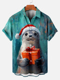 Summer Men's Funny Animals Shirts Fashion Short Sleeve Button Down Lapel Shirts Oversized Tops Casual Hawaiian Shirt for Man