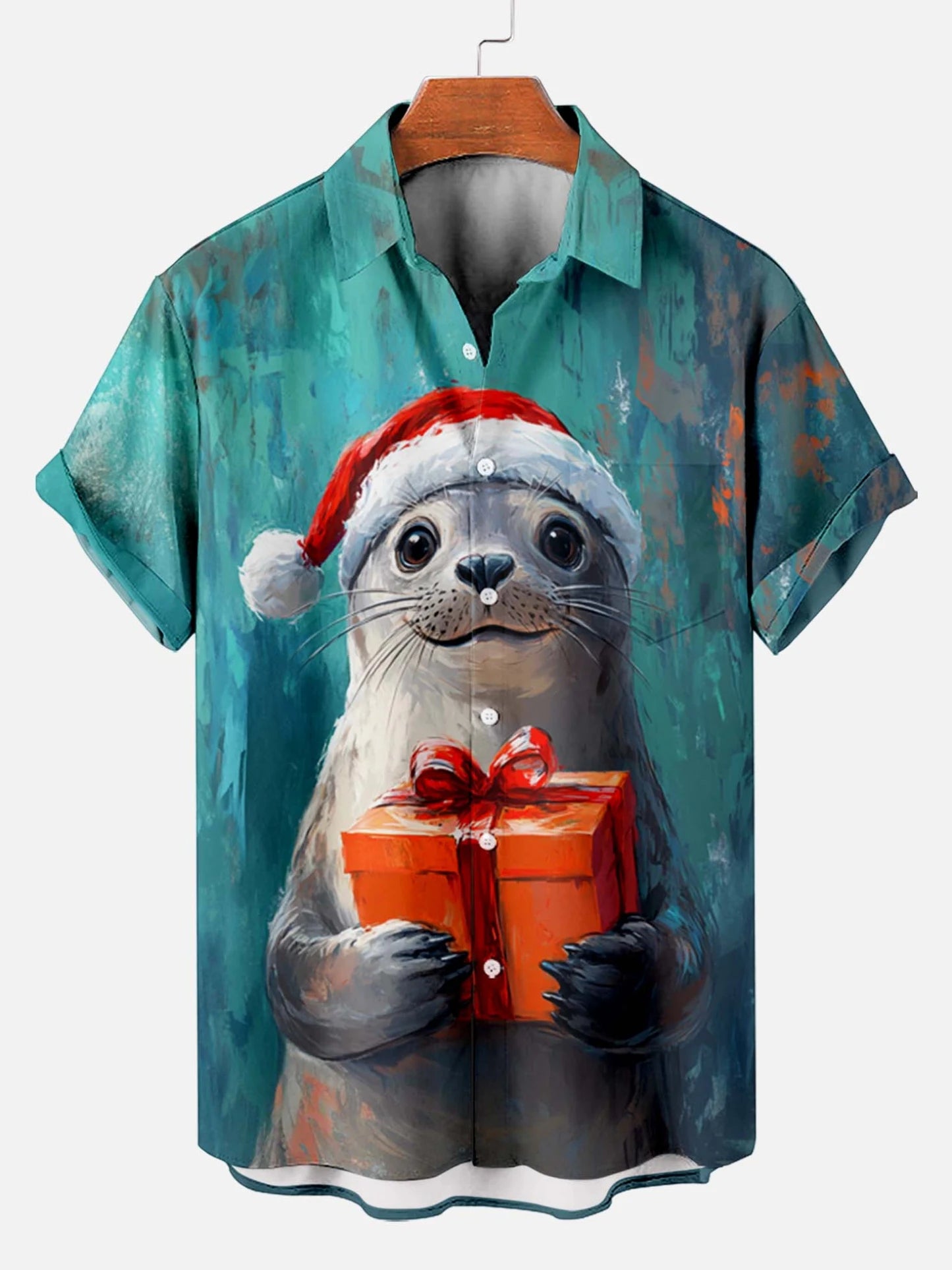 Summer Men's Funny Animals Shirts Fashion Short Sleeve Button Down Lapel Shirts Oversized Tops Casual Hawaiian Shirt for Man