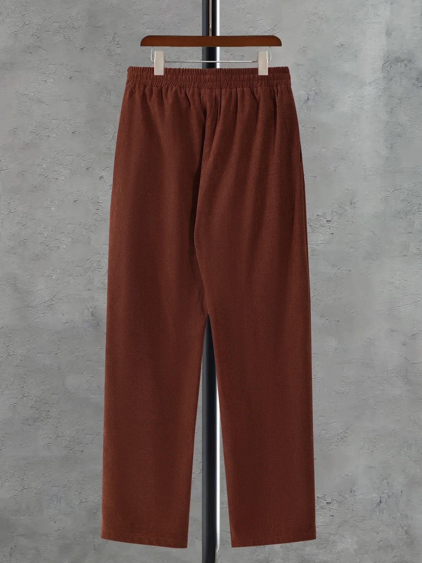 Men's Corduroy Drawstring Straight Leg Casual Pants Spring Autumn Loose Elastic Waist Trousers
