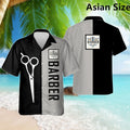 Simple Fashion Barber Graphic Shirts Summer Trend Short Sleeve 3D Print Lapel Workwear Shirt Casual Breathable Loose Unisex Tops