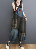 Amax luluE Korean Fall Jeans Womens Plaid Ripped Denim Overalls Ladies Vintage Punk Loose Pants Luxury Classic Casual Trousers