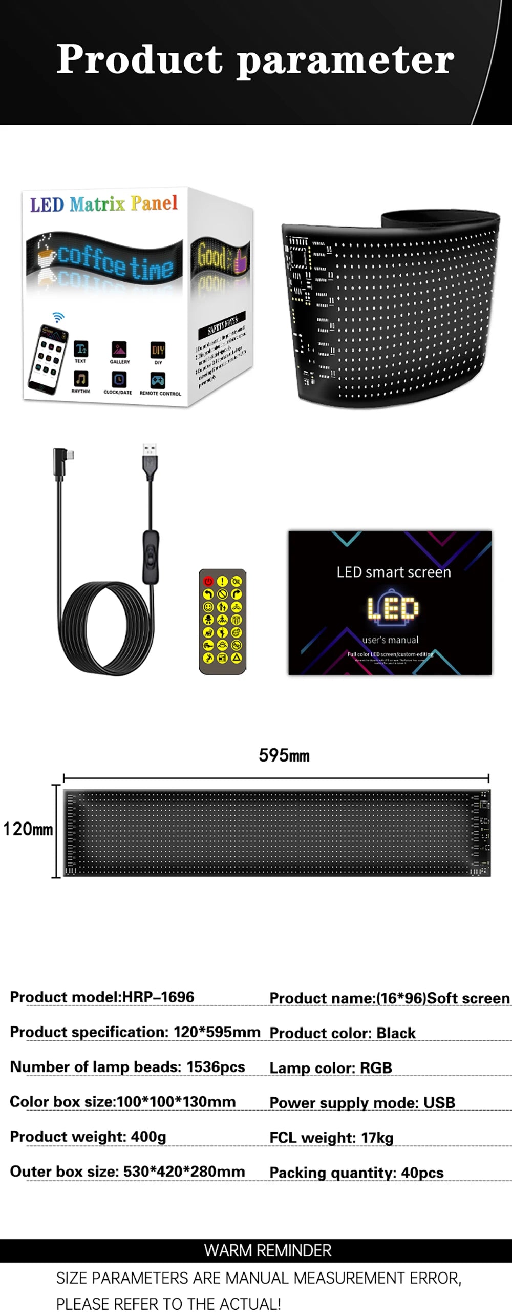 Bluetooth Programmable LED Matrix Pixel Display Panel