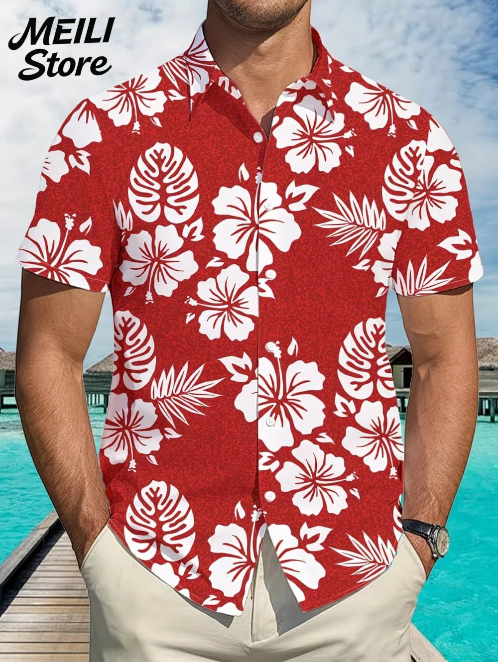 Holiday Hawaiian Men's Shirt Summer Fashion Casual Man Short Sleeve Shirt Cool Tropical Print Beach Wear Breathable Party Tops