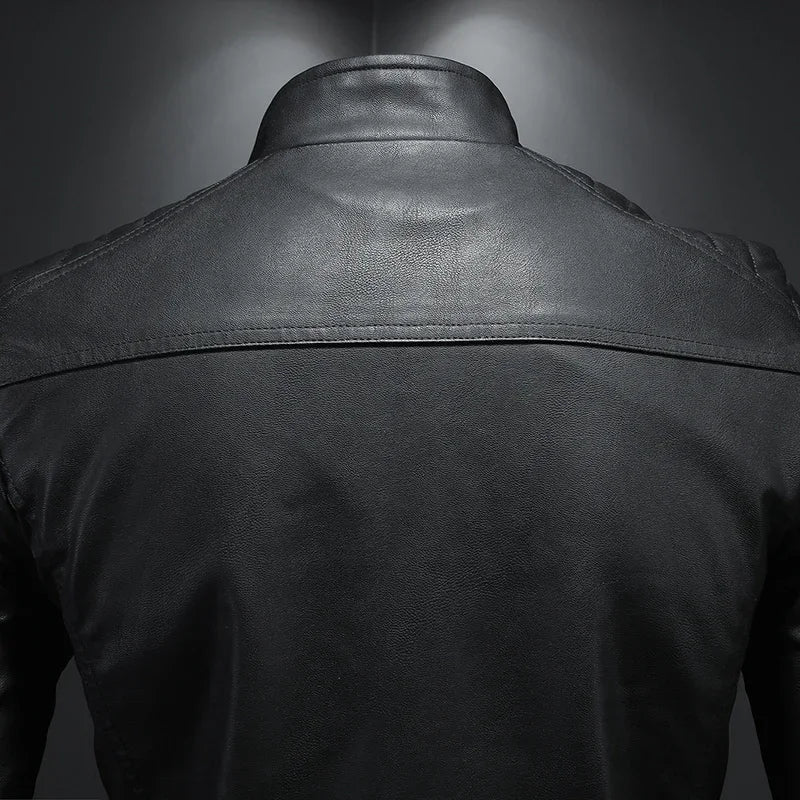KingStyle Men's Korean Slim Leather Jacket
