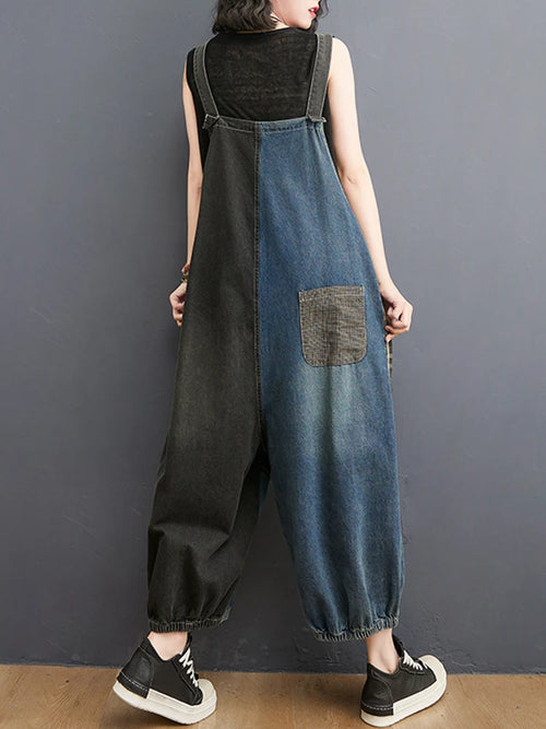 Amax luluE Korean Fall Jeans Womens Plaid Ripped Denim Overalls Ladies Vintage Punk Loose Pants Luxury Classic Casual Trousers