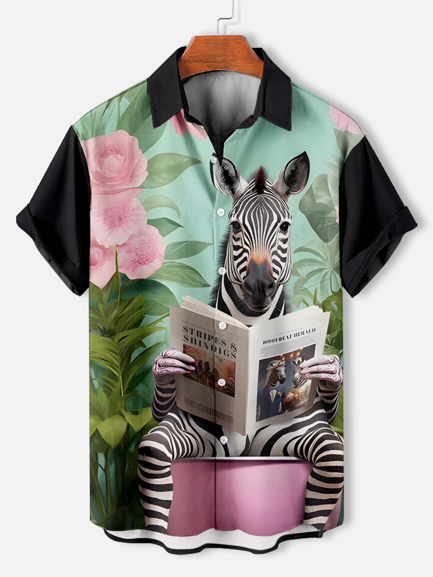 Summer Men's Funny Animals Shirts Fashion Short Sleeve Button Down Lapel Shirts Oversized Tops Casual Hawaiian Shirt for Man