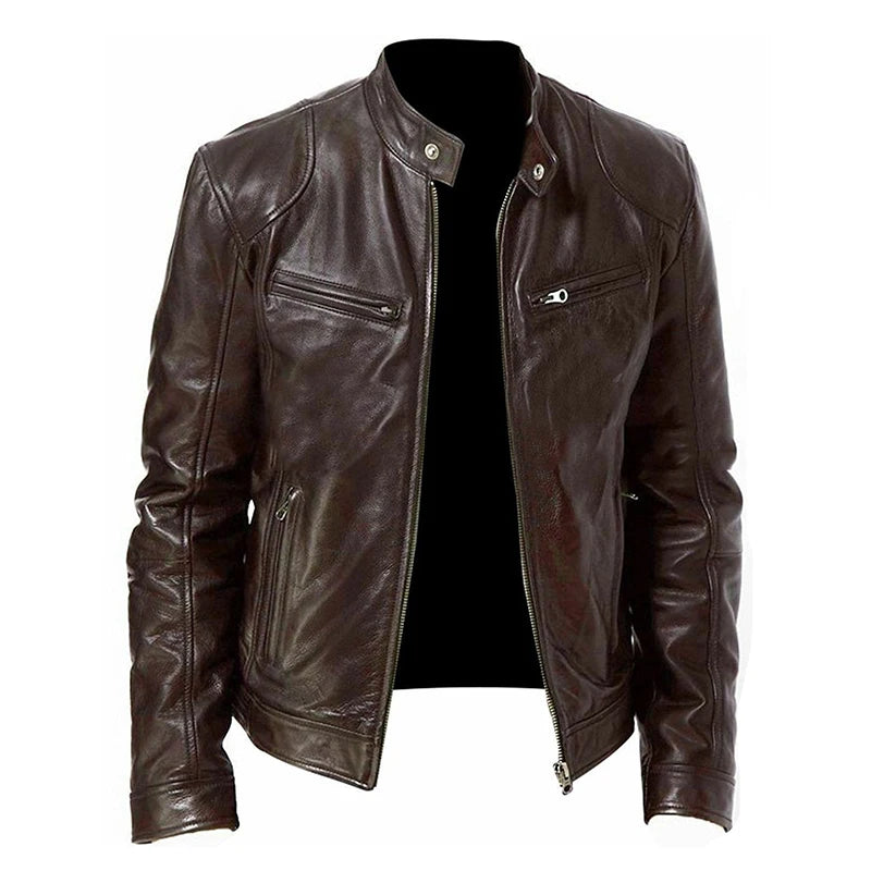 KingStyle Men's Motorcycle PU Leather Jacket