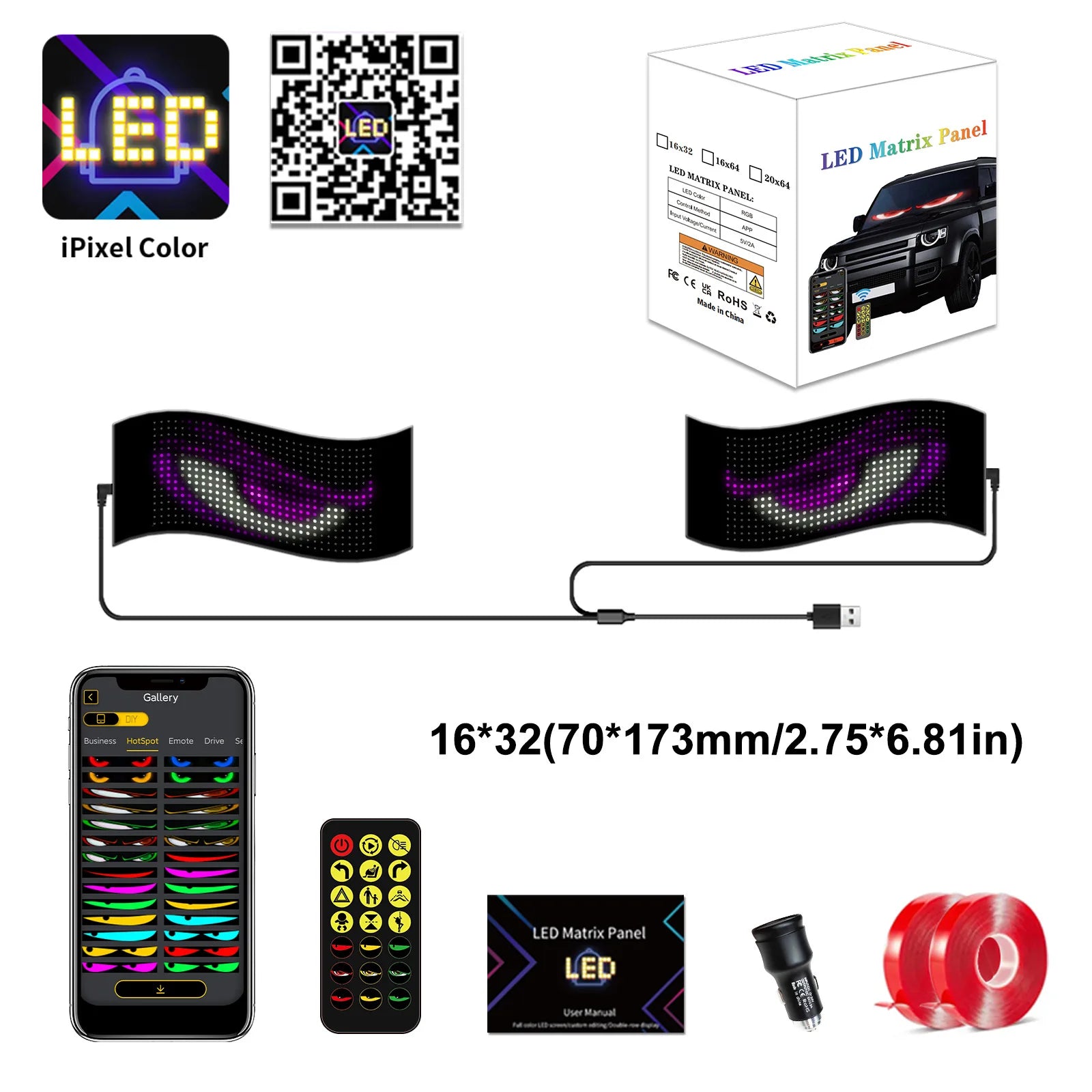 Dynamic Devil Eyes Programmable LED Car Display