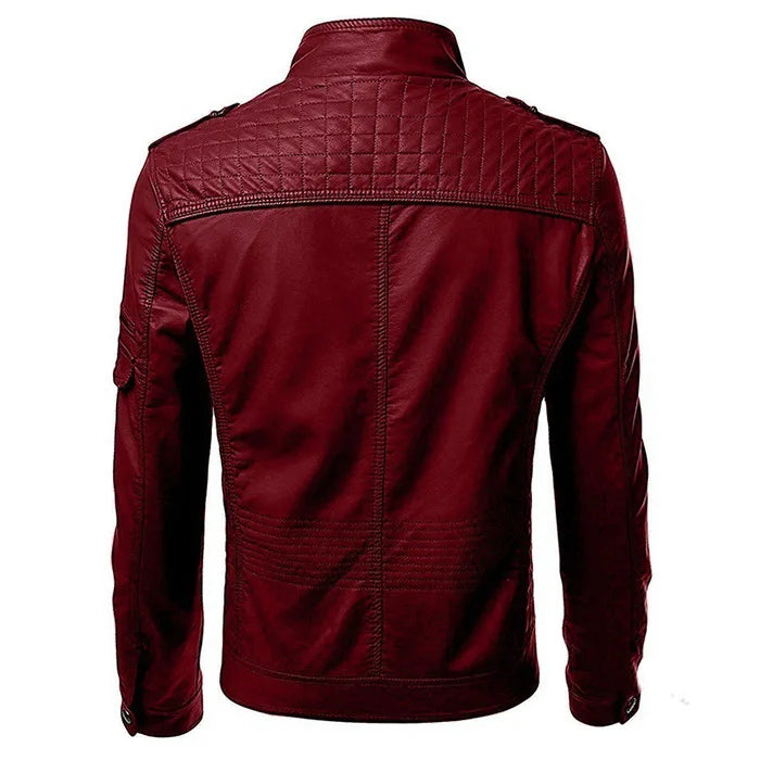 KingStyle Men's Punk Motorcycle Leather Jacket