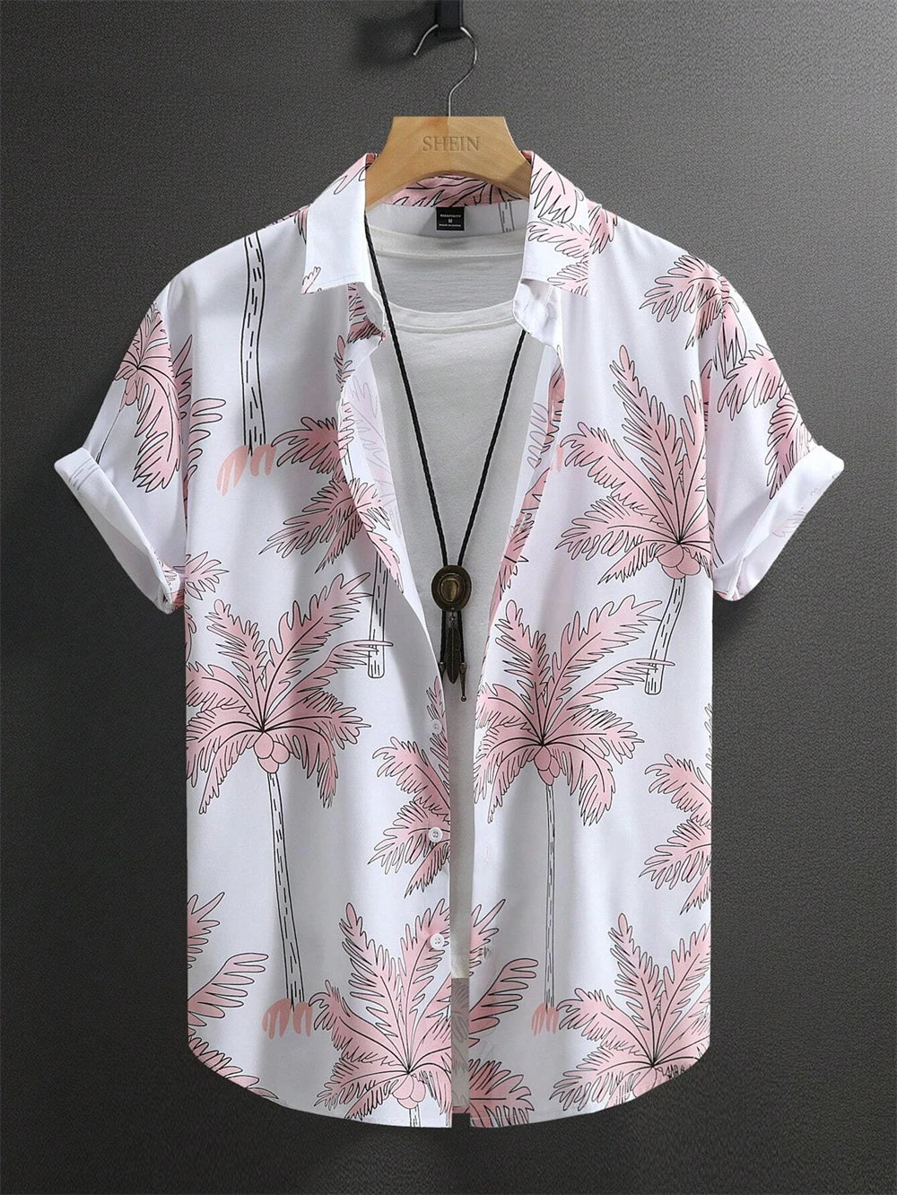 Men Street Fashion Summer Daily Shirt Hawaiian Cartoon Print Casual Loose Shirts Short Sleeve Beach Loose Tops
