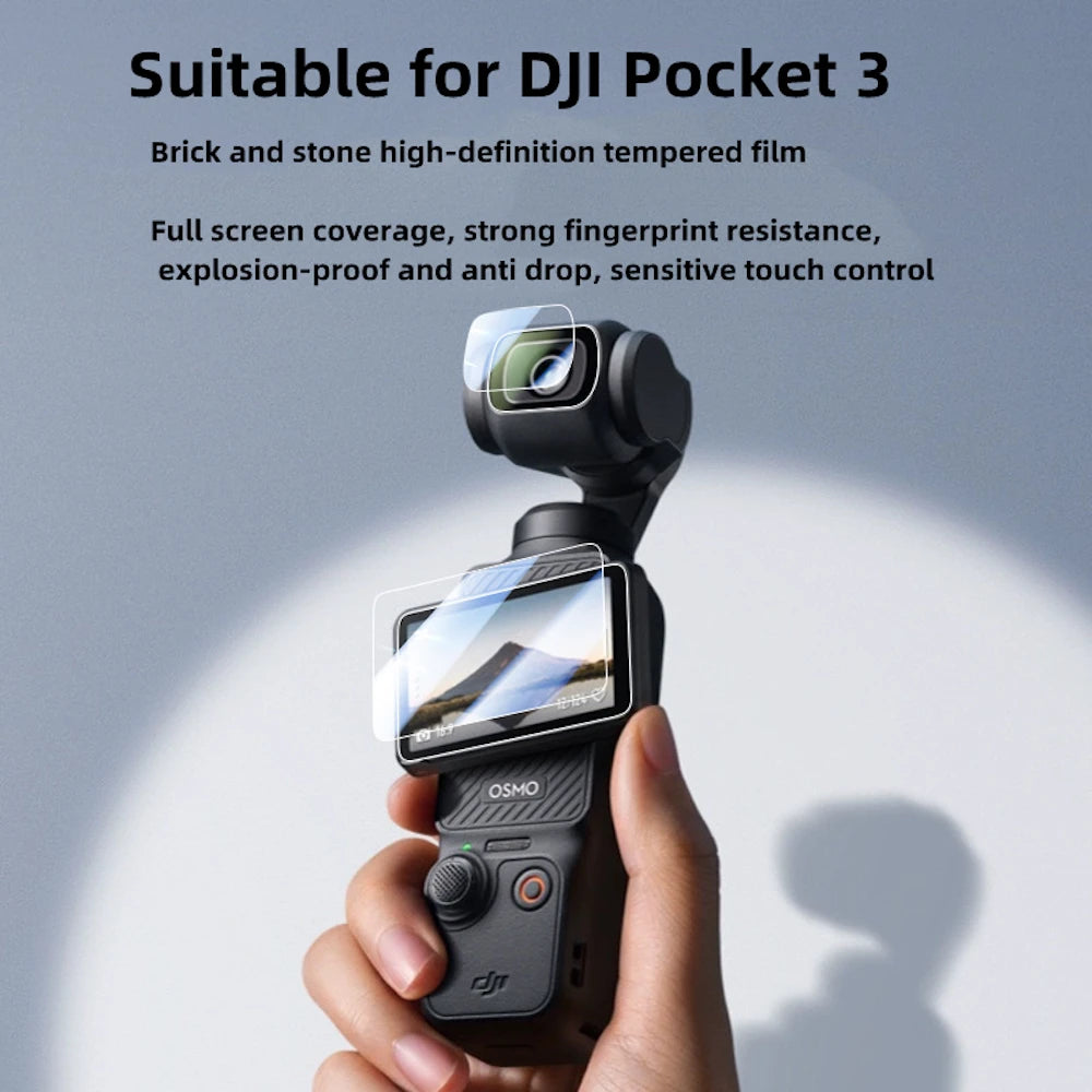 KingStyle DJI OSMO Pocket 3 Screen & Lens Protector — HD Tempered Glass