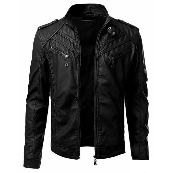 KingStyle Men's Punk Motorcycle Leather Jacket