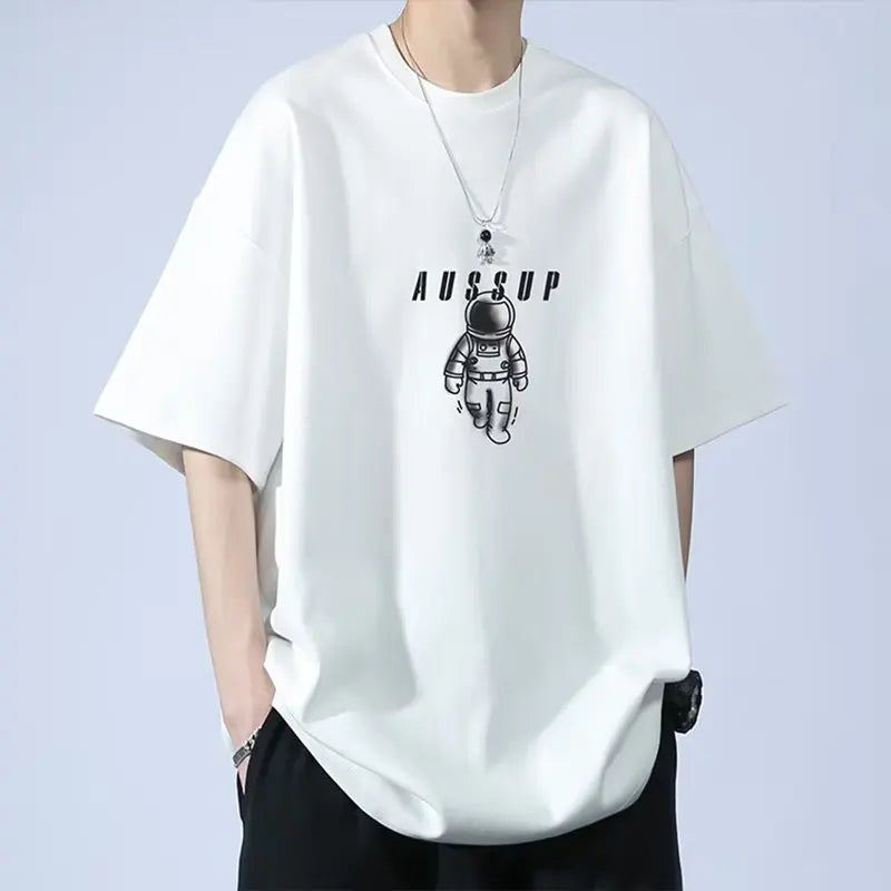 Men's T Shirt Summer Casual Short Sleeve T-Shirts Streetwear Oversized Loose Crew Neck Half Sleeve Tops Trendy Basic Tee