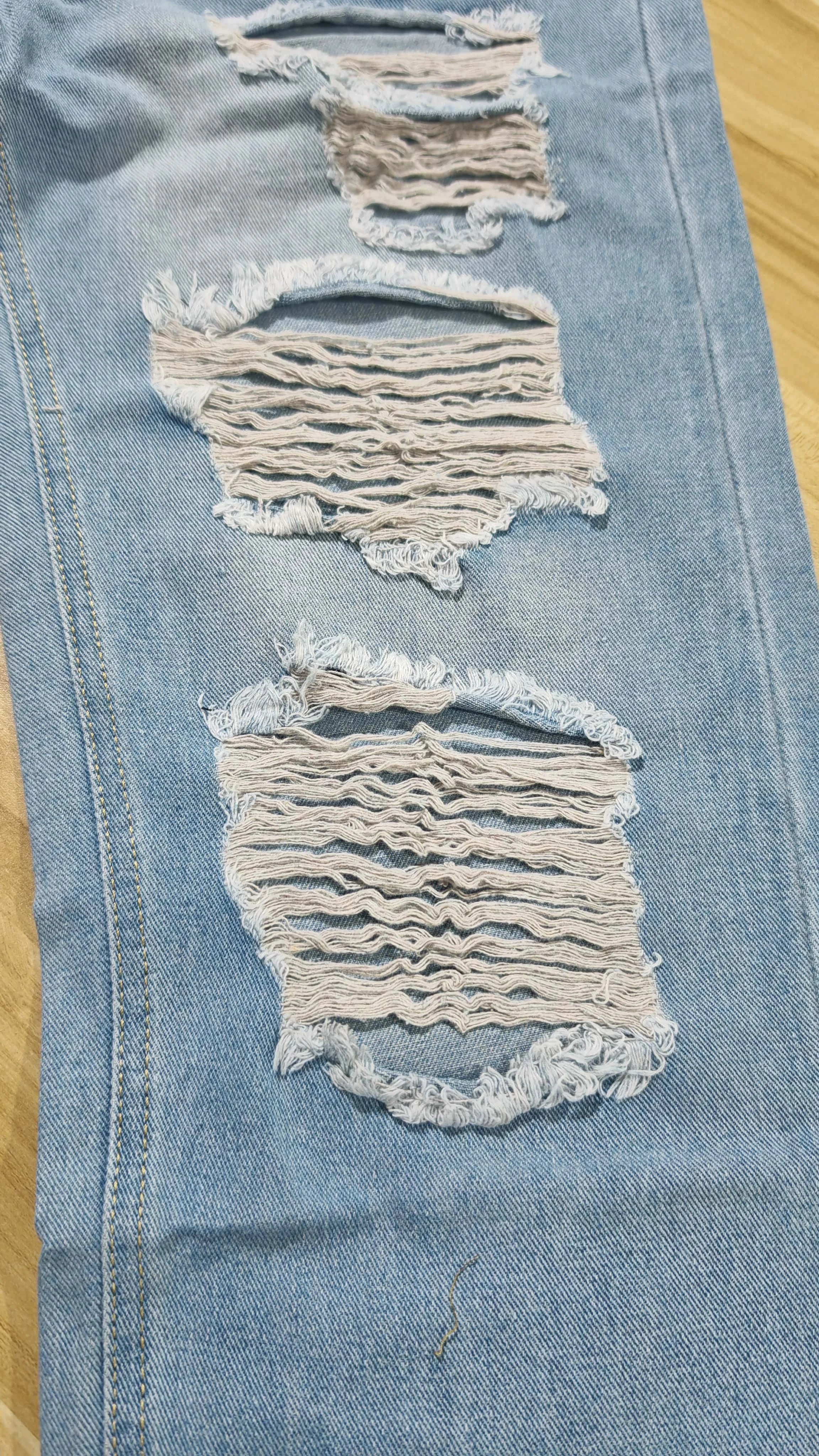 Men's Ripped Non-Stretch Jeans - Distressed Streetwear Loose Fit Denim, Hip-hop Style Regular Length All-Season Comfort