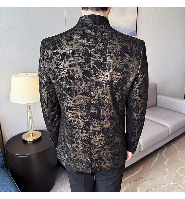 KingStyle Men's Jacquard Slim Fit Suit Blazer