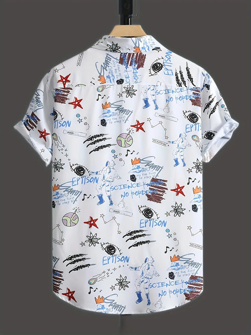 2026 Summer New Style Men's Shirt - Street Casual Fashion Comfortable Soft Breathable Lightweight 3D Graffiti Pattern Print