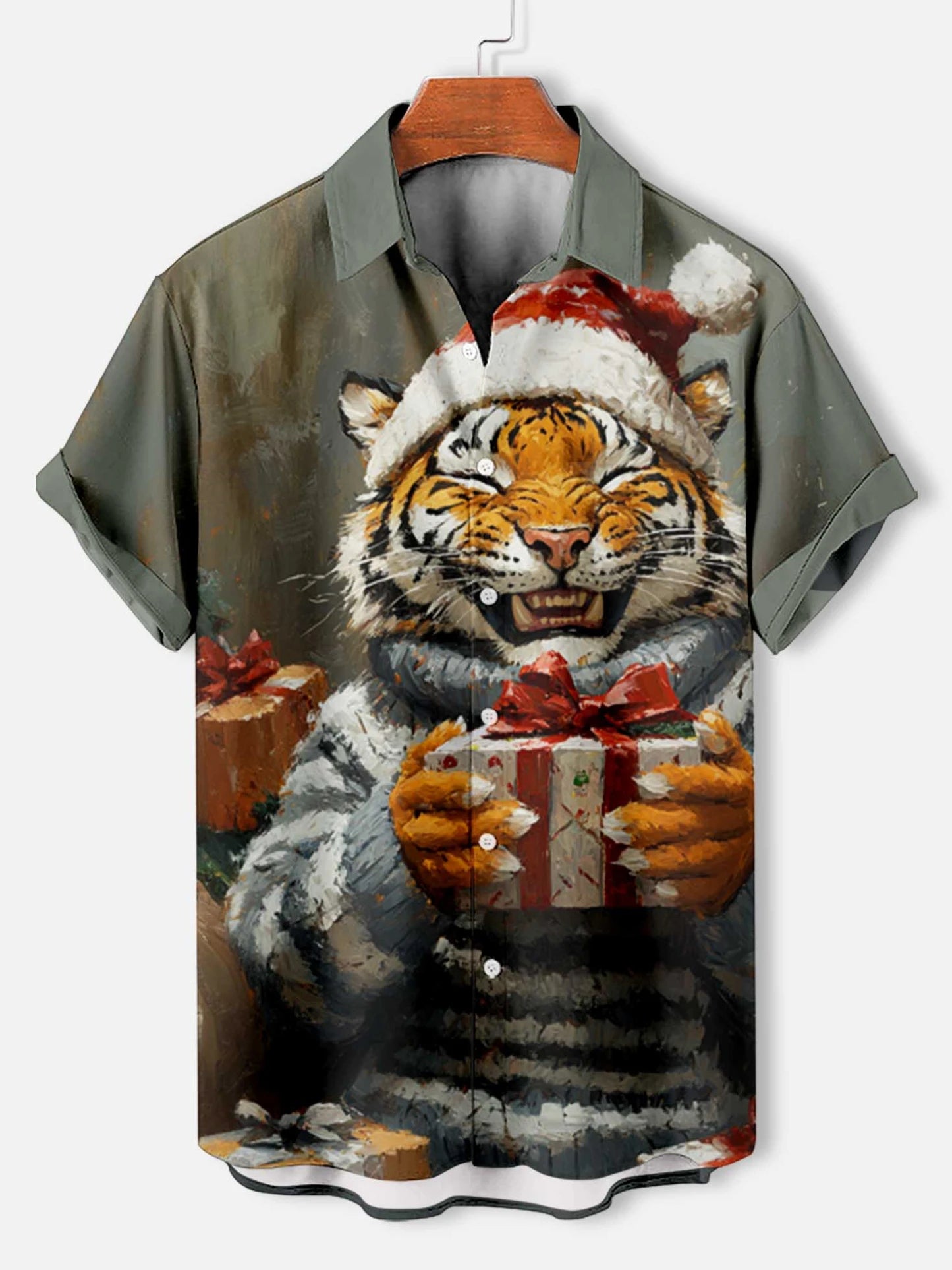 Summer Men's Funny Animals Shirts Fashion Short Sleeve Button Down Lapel Shirts Oversized Tops Casual Hawaiian Shirt for Man